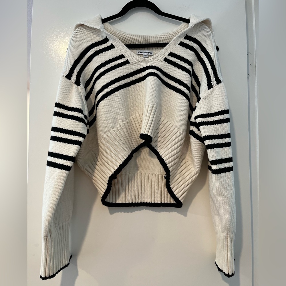 SOLID & STRIPED - cropped v neck sweater